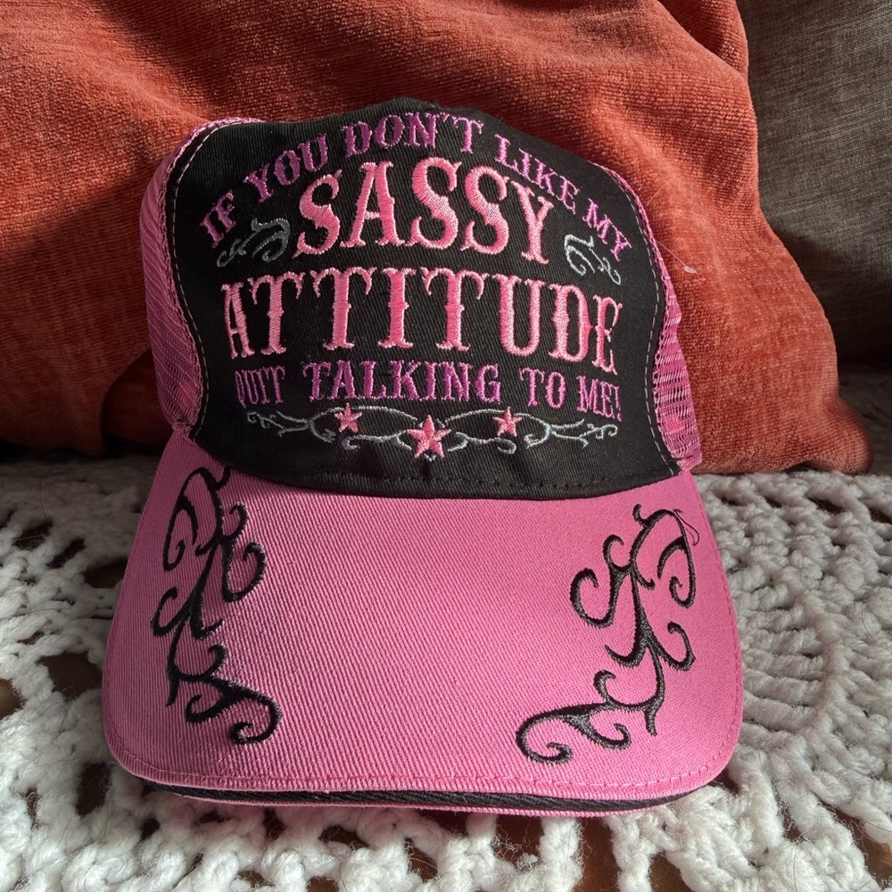 Pink and Black Sassy Attitude womens Cap. NWOT